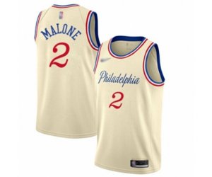 Philadelphia 76ers #2 Moses Malone Swingman Cream Basketball Jersey - 2019-20 City Edition