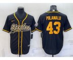 Pittsburgh Steelers #43 Troy Polamalu Black Gold With Patch Cool Base Stitched Baseball Jersey