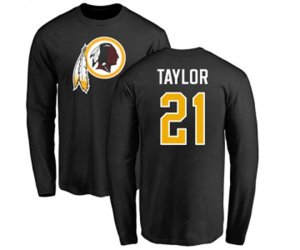 Washington Redskins #21 Sean Taylor Black Name & Number Logo Long Sleeve T-Shirt