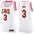 Women's Cleveland Cavaliers #3 George Hill Swingman White Pink Fashion NBA Jersey