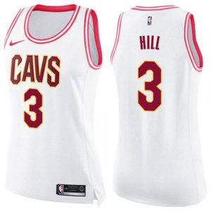 Women\'s Cleveland Cavaliers #3 George Hill Swingman White Pink Fashion NBA Jersey