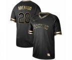 Colorado Rockies #28 Nolan Arenado Authentic Black Gold Fashion Baseball Jersey