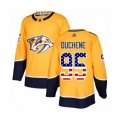 Nashville Predators #95 Matt Duchene Authentic Gold USA Flag Fashion Hockey Jersey