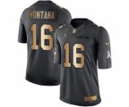 San Francisco 49ers #16 Joe Montana Limited Black Gold Salute to Service Football Jersey