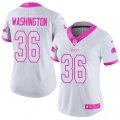 Women Detroit Lions #36 Dwayne Washington Limited White Pink Rush Fashion NFL Jersey