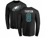 Philadelphia Eagles #8 Clayton Thorson Black Name & Number Logo Long Sleeve T-Shirt