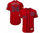 Washington Nationals #34 Bryce Harper Scarlet Stitched 2016 Fashion Stars & Stripes Flex Base Baseball Jersey