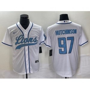 Detroit Lions #97 Aidan Hutchinson White Cool Base Stitched Baseball Jersey