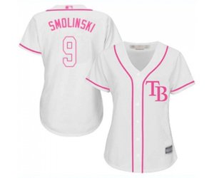 Women\'s Tampa Bay Rays #9 Jake Smolinski Authentic White Fashion Cool Base Baseball Jersey