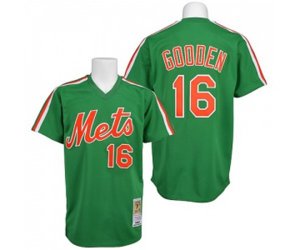 New York Mets #16 Dwight Gooden Authentic Green Throwback Baseball Jersey