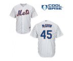 New York Mets #45 Tug McGraw White(Blue Strip) Home Cool Base Stitched Baseball Jersey