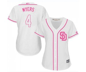 Women\'s San Diego Padres #4 Wil Myers Authentic White Fashion Cool Base Baseball Jersey