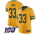 Green Bay Packers #33 Aaron Jones Limited Gold Rush Vapor Untouchable 100th Season Football Jersey