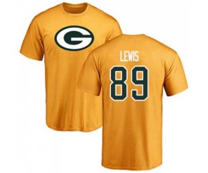 Green Bay Packers #89 Marcedes Lewis Gold Name & Number Logo T-Shirt