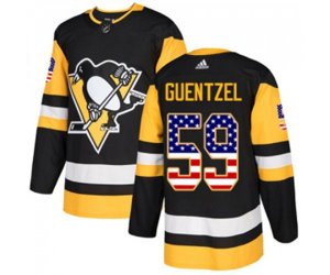 Adidas Pittsburgh Penguins #59 Jake Guentzel Authentic Black USA Flag Fashion NHL Jersey