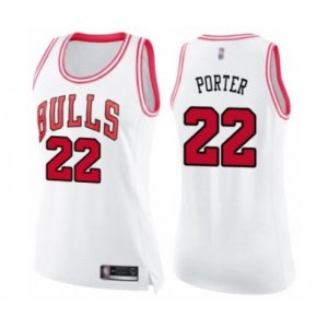 Women\'s Chicago Bulls #22 Otto Porter Swingman White Pink Fashion Basketball Jerse