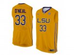 Men's LSU Tigers Shaquille O'Neal #33 College Basketball Elite Jersey - Gold