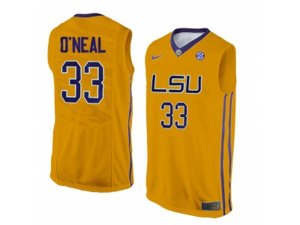 Men\'s LSU Tigers Shaquille O\'Neal #33 College Basketball Elite Jersey - Gold