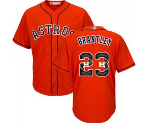 Houston Astros #23 Michael Brantley Authentic Orange Team Logo Fashion Cool Base Baseball Jersey