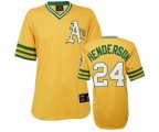 Oakland Athletics #24 Rickey Henderson Authentic Gold Throwback Baseball Jersey