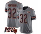 Chicago Bears #32 David Montgomery Limited Silver Inverted Legend 100th Season Football Jersey
