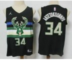 Milwaukee Bucks #34 Giannis Antetokounmpo Black 2021 Brand Jordan Swingman Stitched NBA Jersey