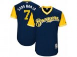 Milwaukee Brewers #7 Eric Thames Sang Namja Authentic Navy Blue 2017 Players Weekend MLB Jersey