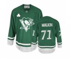 Reebok Pittsburgh Penguins #71 Evgeni Malkin Authentic Green St Patty's Day NHL Jersey