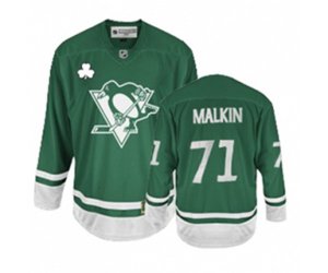 Reebok Pittsburgh Penguins #71 Evgeni Malkin Authentic Green St Patty\'s Day NHL Jersey