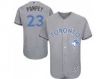 Toronto Blue Jays #23 Dalton Pompey Grey Flexbase Authentic Collection 2016 Father s Day Stitched Baseball Jersey