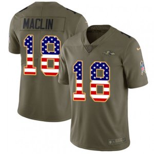 Baltimore Ravens #18 Jeremy Maclin Limited Olive USA Flag Salute to Service NFL Jersey