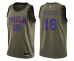 Philadelphia 76ers #18 Shake Milton Swingman Green Salute to Service Basketball Jersey