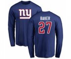 New York Giants #27 Deandre Baker Royal Blue Name & Number Logo Long Sleeve T-Shirt