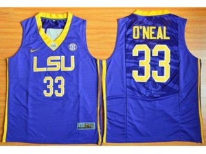 LSU Tigers #33 Shaquille O\'Neal Purple Basketball Stitched NCAA Jersey