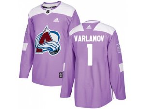 Colorado Avalanche #1 Semyon Varlamov Purple Authentic Fights Cancer Stitched NHL Jersey