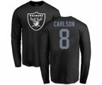 Oakland Raiders #8 Daniel Carlson Black Name & Number Logo Long Sleeve T-Shirt