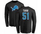Detroit Lions #51 Jahlani Tavai Black Name & Number Logo Long Sleeve T-Shirt