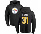 Pittsburgh Steelers #31 Justin Layne Black Name & Number Logo Pullover Hoodie