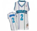 Charlotte Hornets #2 Larry Johnson Authentic White Throwback Basketball Jersey