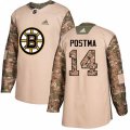 Boston Bruins #14 Paul Postma Authentic Camo Veterans Day Practice NHL Jersey