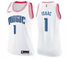 Women's Orlando Magic #1 Jonathan Isaac Swingman White Pink Fashion Basketball Jersey