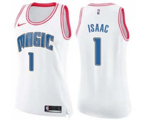 Women\'s Orlando Magic #1 Jonathan Isaac Swingman White Pink Fashion Basketball Jersey