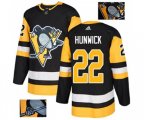 Adidas Pittsburgh Penguins #22 Matt Hunwick Authentic Black Fashion Gold NHL Jersey