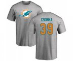 Miami Dolphins #39 Larry Csonka Ash Name & Number Logo T-Shirt
