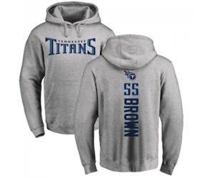 Tennessee Titans #55 Jayon Brown Ash Backer Pullover Hoodie