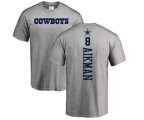 Dallas Cowboys #8 Troy Aikman Ash Backer T-Shirt