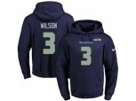 Seattle Seahawks #3 Russell Wilson Navy Blue Name & Number Pullover NFL Hoodie