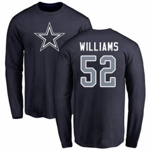 Dallas Cowboys #52 Connor Williams Navy Blue Name & Number Logo Long Sleeve T-Shirt