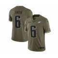 Philadelphia Eagles #6 DeVonta Smith 2022 Olive Salute To Service Limited Stitched Jersey