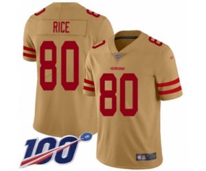 San Francisco 49ers #80 Jerry Rice Limited Gold Inverted Legend 100th Season Football Jersey